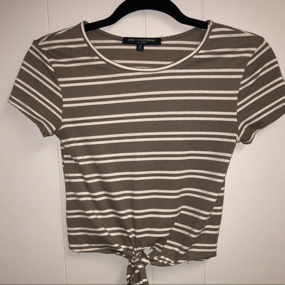 Brown and white striped crop top
